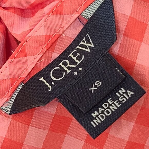 J.Crew Top Womens XS Coral Orange Gingham Sleeveless Cotton Ruffle Bow Tie Back - Picture 10 of 16
